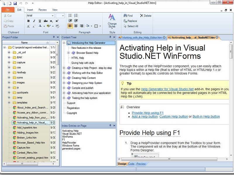 Help generator for visual studio 2017 4.0 : glenekhar
