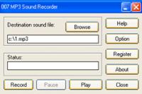 007 MP3 Sound Recorder 1.3 screenshot. Click to enlarge!