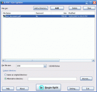 A-PDF Size Splitter 1.5 screenshot. Click to enlarge!