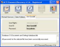 ACT Password Recovery 1.0c screenshot. Click to enlarge!
