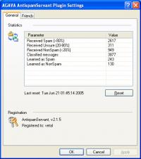 AGAVA AntispamServant plugin for "The Bat!" 2.1.6 screenshot. Click to enlarge!