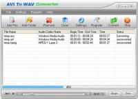 AVI To WAV Converter 1.00.1 screenshot. Click to enlarge!