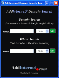 AddInternet Domain Search 4.0.7 screenshot. Click to enlarge!