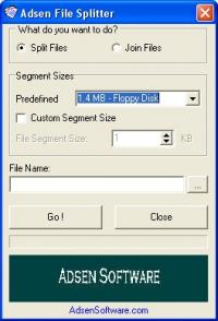 Adsen File Splitter 1.2 screenshot. Click to enlarge!
