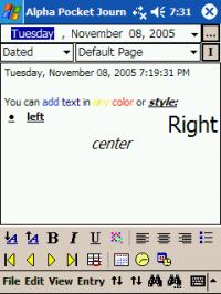 Alpha Pocket Journal 1.5 screenshot. Click to enlarge!