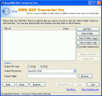 Any DWG to DXF Converter Pro 2010 screenshot. Click to enlarge!