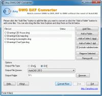 Any DWG to DXF Converter 2010.01.1.1 screenshot. Click to enlarge!