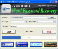 Appnimi Word Password Recovery 1.0 screenshot. Click to enlarge!