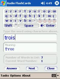Audio FlashCards (French) 1.4 screenshot. Click to enlarge!
