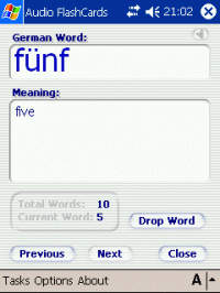 Audio FlashCards (German) 1.4 screenshot. Click to enlarge!