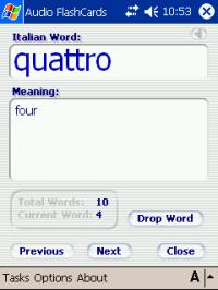 Audio FlashCards (Italian) 1.4 screenshot. Click to enlarge!