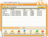 Audio To WMA Converter 1.00.1 screenshot. Click to enlarge!