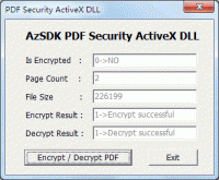 AzSDK PDF Security ActiveX DLL 3.00 screenshot. Click to enlarge!