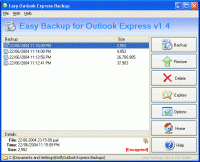 Backup for Outlook Express 2.34 screenshot. Click to enlarge!