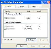 Birthday Reminder 1.05 screenshot. Click to enlarge!