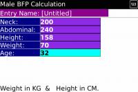 BlackBerry US Army Body Fat % Calculator 1.0 screenshot. Click to enlarge!