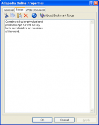 Bookmark Notes 2.01 screenshot. Click to enlarge!