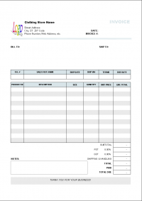 Clothing Store Invoice Template 1.10 screenshot. Click to enlarge!
