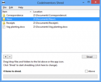 CodeInventors Shred 1.06 screenshot. Click to enlarge!