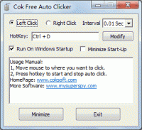 Cok Free Auto Clicker 3.0 screenshot. Click to enlarge!