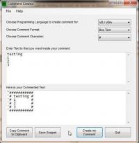 Comment Creator 0.9.0 screenshot. Click to enlarge!