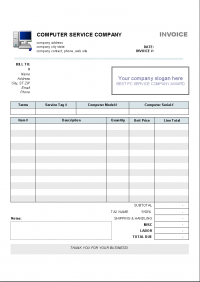 Computer Service Invoice Template 1.10 screenshot. Click to enlarge!