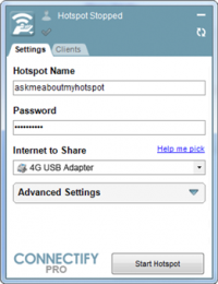 Connectify 7.3.2.30404 screenshot. Click to enlarge!