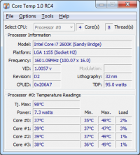 Core Temp 1.4.1.5 screenshot. Click to enlarge!