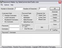 DataConversionTools.com Password Maker 1.01 screenshot. Click to enlarge!