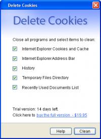 Delete Cookies 1.2 screenshot. Click to enlarge!