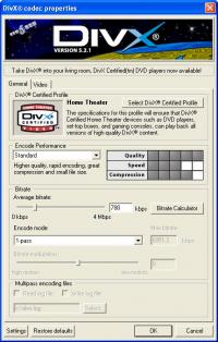 DivX Player (with DivX Codec) for 2K/XP 5.2.1 screenshot. Click to enlarge!