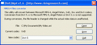 DivX2Mp4 1.7 screenshot. Click to enlarge!