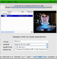 Domeru DVD to Zune Converter 5.0 screenshot. Click to enlarge!