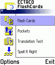 ECTACO FlashCards English <-> Spanish for Nokia 1.1.7 screenshot. Click to enlarge!
