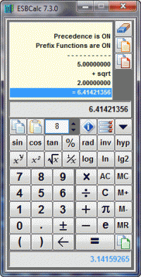 ESBCalc - Freeware Calculator 7.3 screenshot. Click to enlarge!