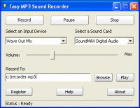 Easy MP3 Sound Recorder 3.1.2.66 screenshot. Click to enlarge!