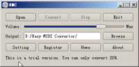 Easy Midi Convertor 2.1.0.0 screenshot. Click to enlarge!