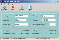 Easy Mortgage Calculator 1.0 screenshot. Click to enlarge!