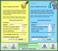 Energy Costs Calculator 1.3.1 screenshot. Click to enlarge!