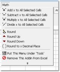 Excel Add, Subtract, Multiply, Divide or Round All Cells Software 7.0 screenshot. Click to enlarge!