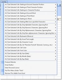 Excel Advanced Sort By Characters, Position, Length, Color, Dates Software 7.0 screenshot. Click to enlarge!