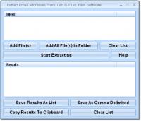 Extract Email Addresses From Text & HTML Files Software 7.0 screenshot. Click to enlarge!