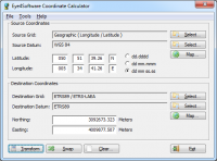 Eye4Software Coordinate Calculator 4.0.6.410 screenshot. Click to enlarge!