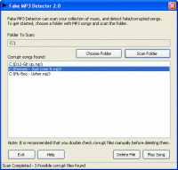Fake MP3 Detector 2.2 screenshot. Click to enlarge!