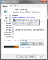 Febooti fileTweak Hash & CRC 3.6 screenshot. Click to enlarge!