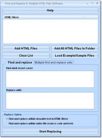 Find and Replace In Multiple HTML Files Software 7.0 screenshot. Click to enlarge!