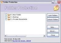 Folder Protection 2.1 screenshot. Click to enlarge!