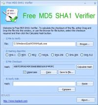 Free MD5 SHA1 Verifier 1.24.22 screenshot. Click to enlarge!