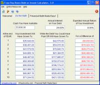 Free Pay Down Debt or Invest Calculator 4.5.1 screenshot. Click to enlarge!