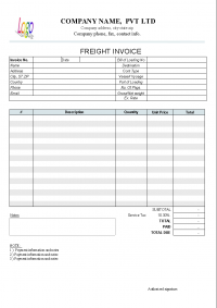Freight Invoice Template  screenshot. Click to enlarge!